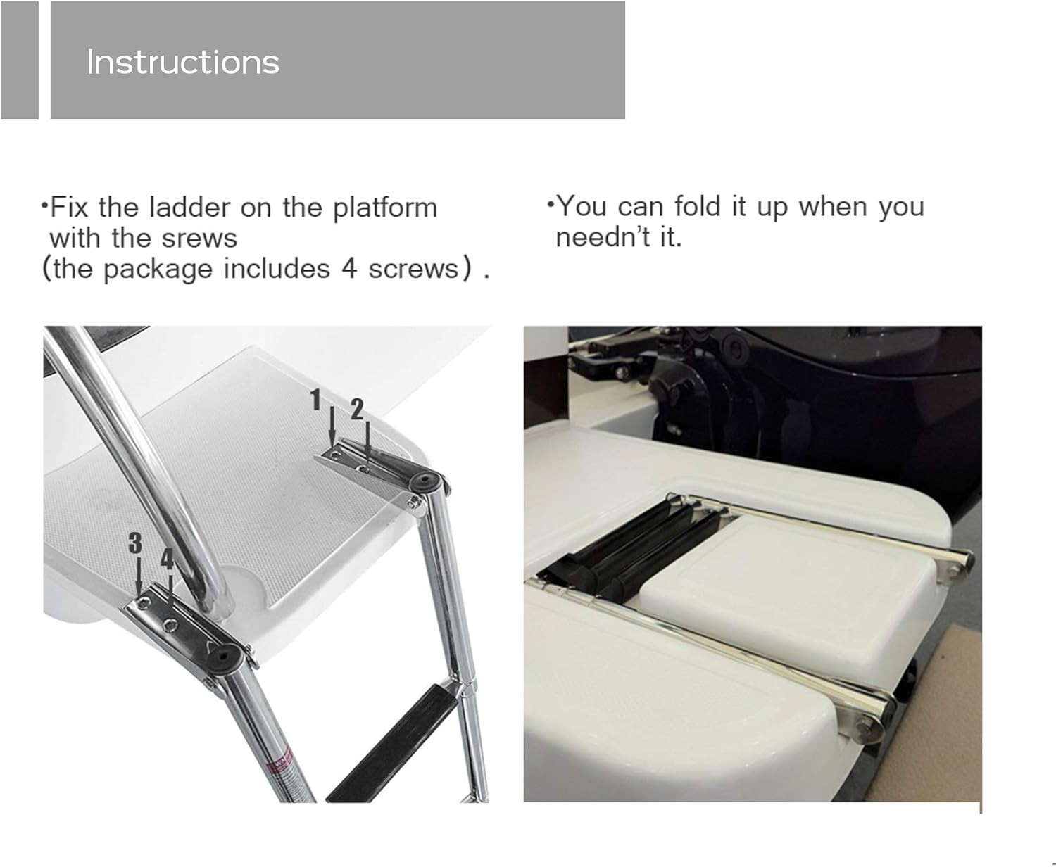 3 Step Folding Stainless Steel Swim Ladder, Pack of 2 X989