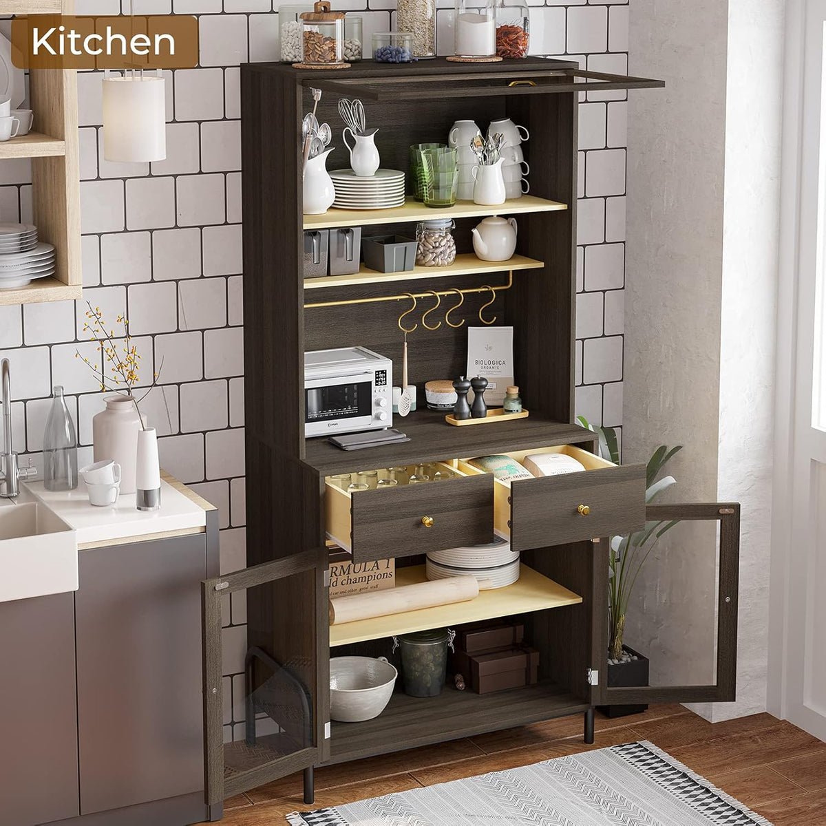 Buffet Cabinet with Storage, 71 Inches D456