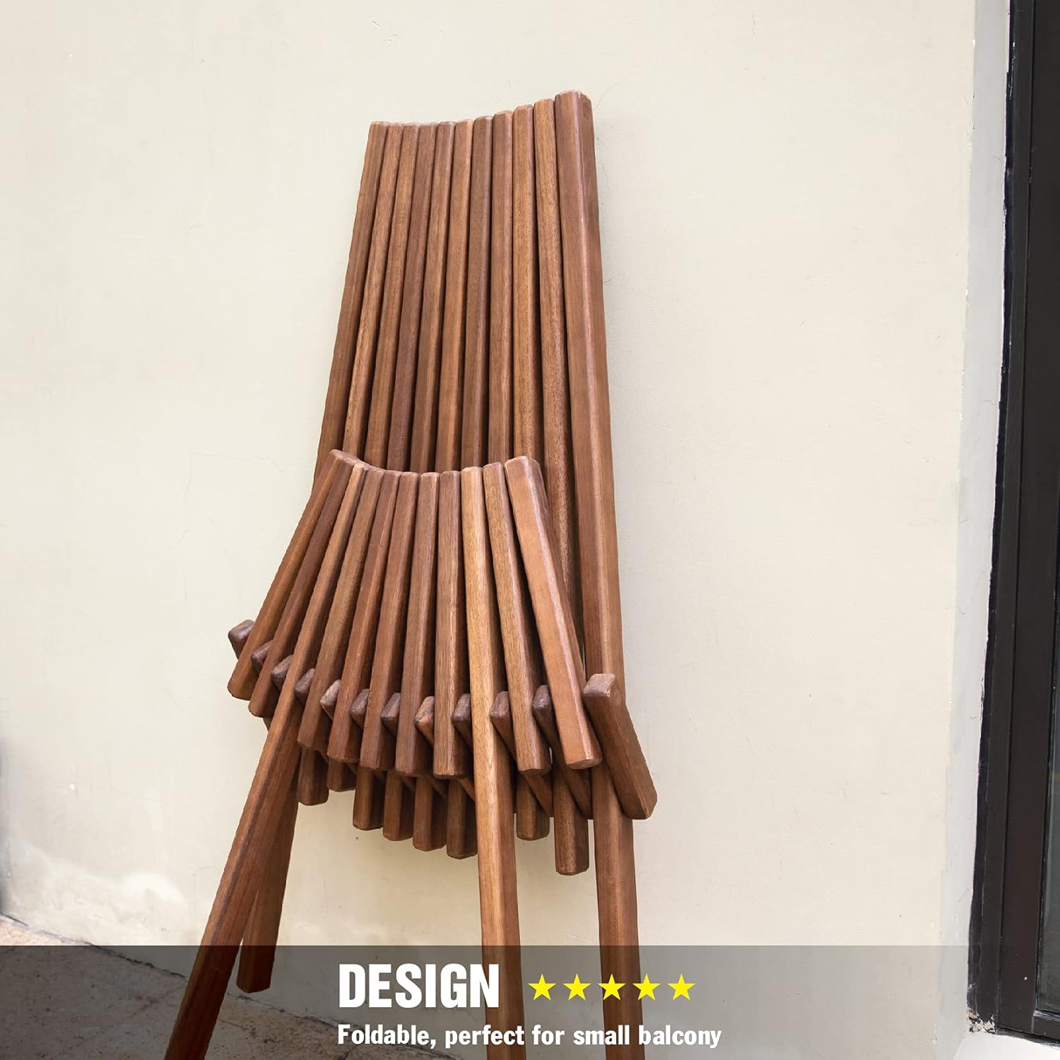 Folding Acacia Wood Outdoor Lounge Chair X244914