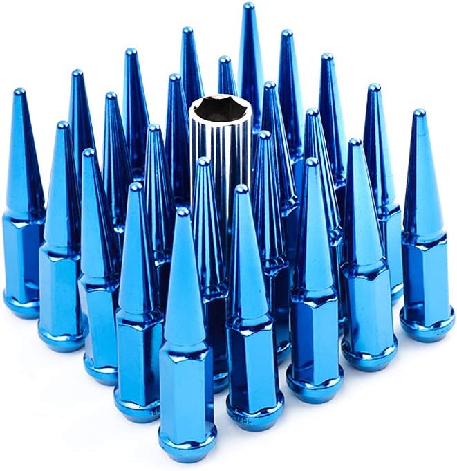 24 Pcs Blue Spike Lug Nuts with Key R22356