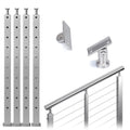 Stainless Steel Brushed Square Weldless Cable Railing Post 4Pack Z3604