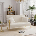 Orange Velvet 2 Seater Loveseat Sofa with Gold Metal Legs T83998