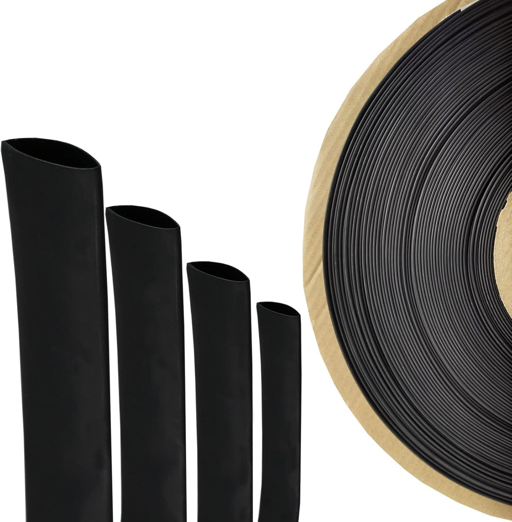 4:1 Dual Wall Adhesive Heat Shrink Tubing Black (1"- 30 Feet) Pack of 2 S239