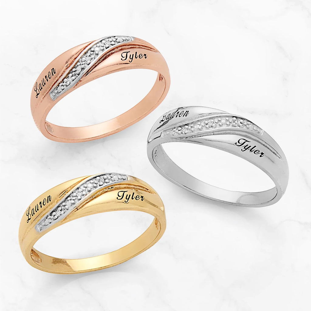 Platinum over Sterling Silver Men's Diamond Accent Engraved Wedding Band P7528