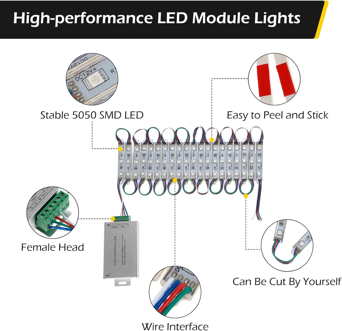 LED Storefront Lights 400pcs RGB with Remote Controller Waterproof Strip Lights Y341