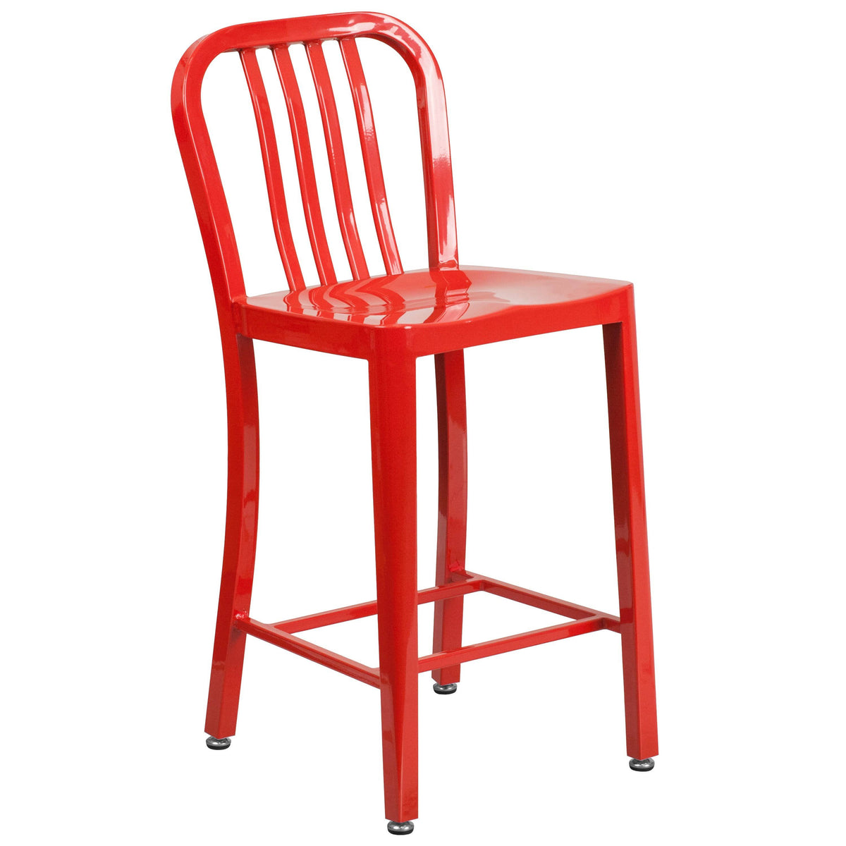 Red Metal Indoor-Outdoor Counter Height Stool W37295