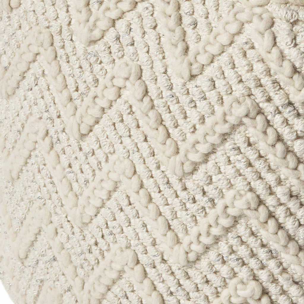 Ivory Chevron Cable Pouf G7191