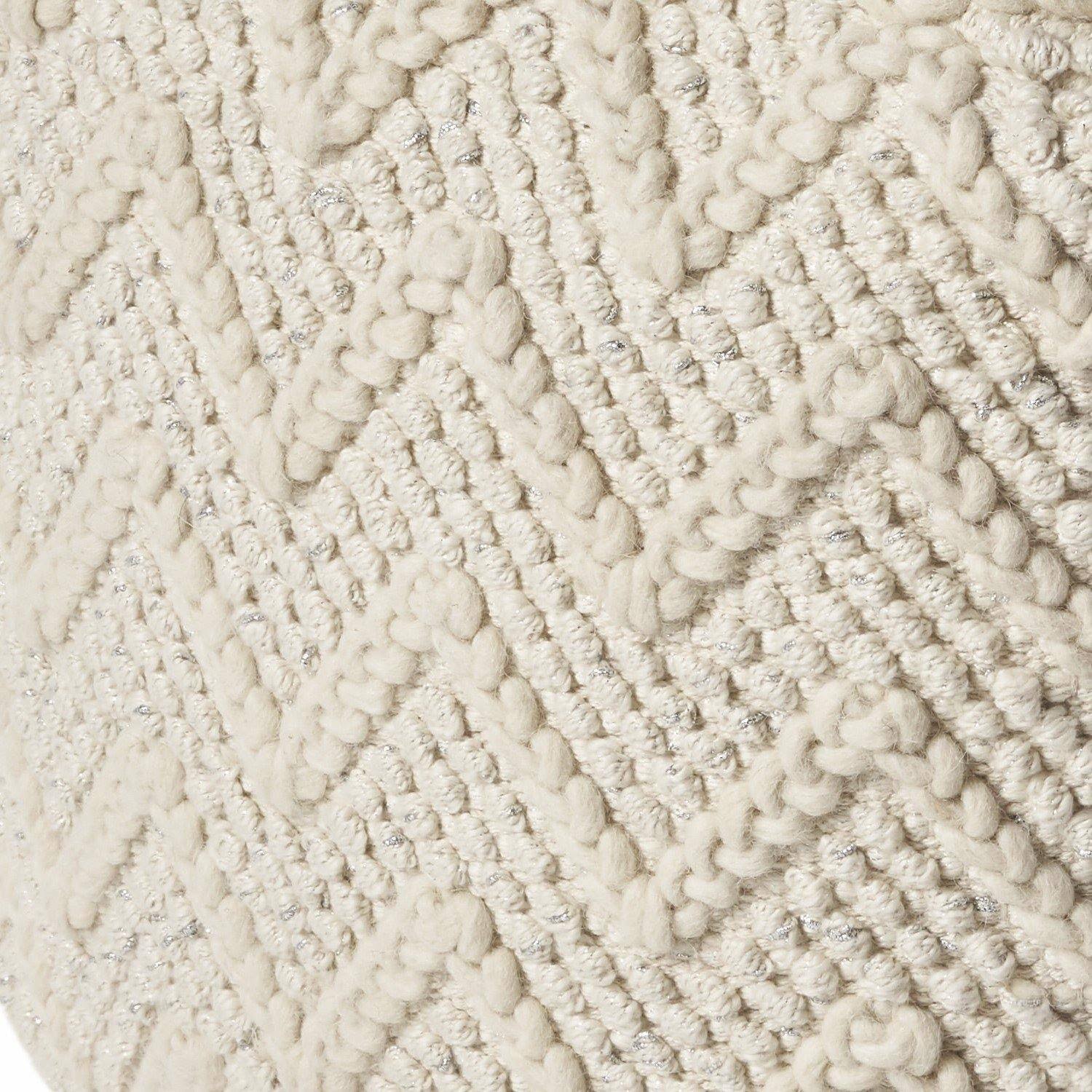 Ivory Chevron Cable Pouf G7191
