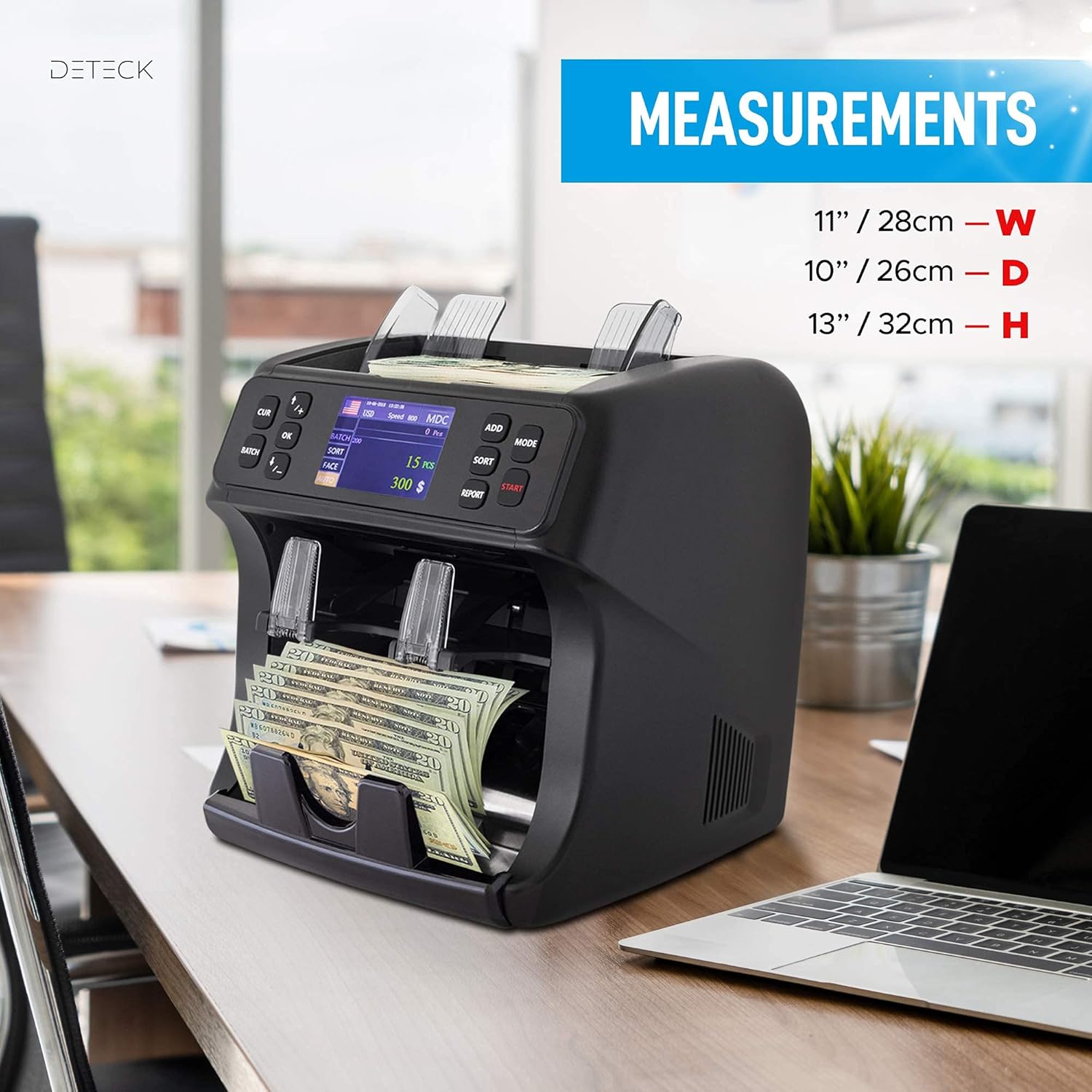 Money Counter Machine with Reject Pocket, 2CIS/UV/MG Counterfeit Detection Y93374