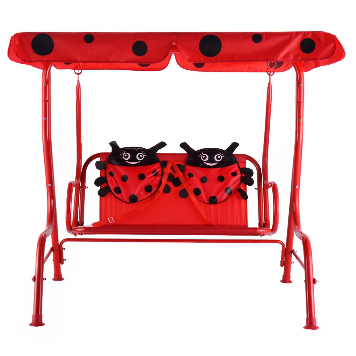 Red 2 Person Kids Patio Swing Chair with Canopy Q52382