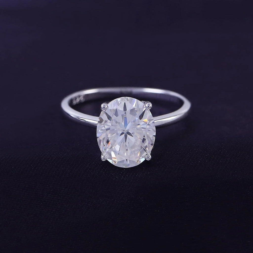 Oval Cut Solitaire Lab Created Moissanite Wedding Ring in 14K White Gold Over Sterling Silver N26206