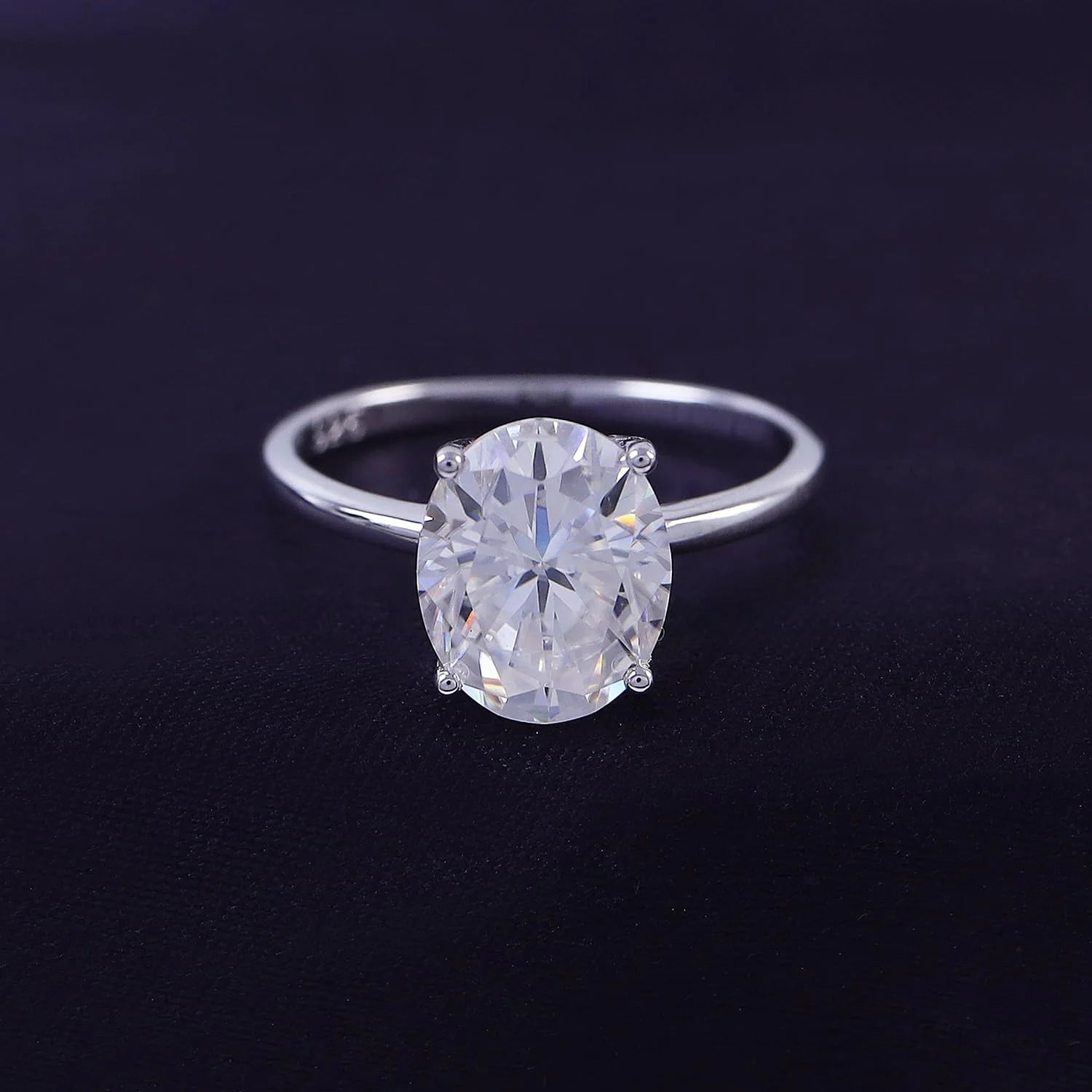 Oval Cut Solitaire Lab Created Moissanite Wedding Ring in 14K White Gold Over Sterling Silver N26206