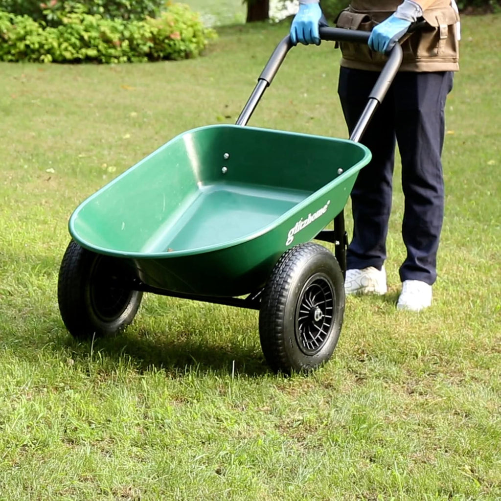 Green Steel Framed Plastic Garden Utility Dump Cart A111