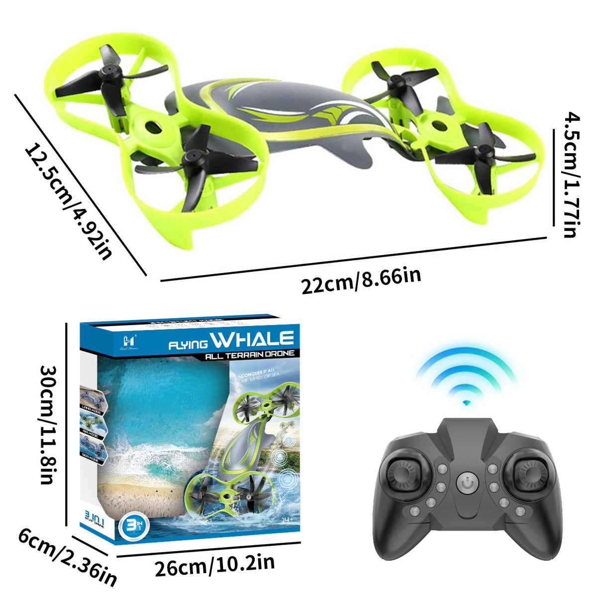 Mini 3 in 1 Remote Control Drone, 360 Degrees Flip, Green N32418