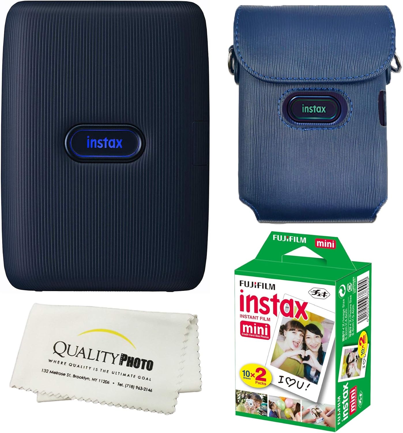 Instax Mini Link Smartphone Printer Bundle with Case and 20 Films (Dusty Pink) T9040