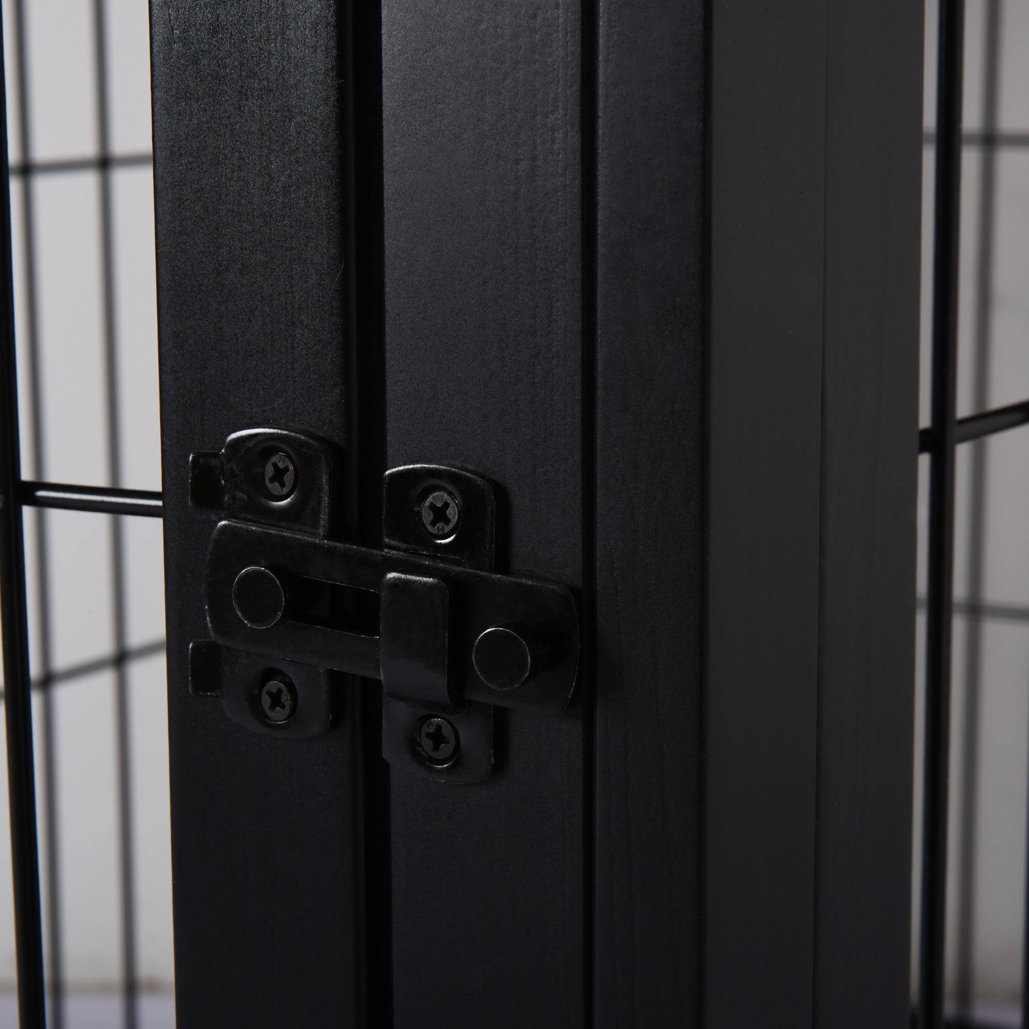Black Wooden Dog Cage Pet Crate Kennel with Double Door T71372
