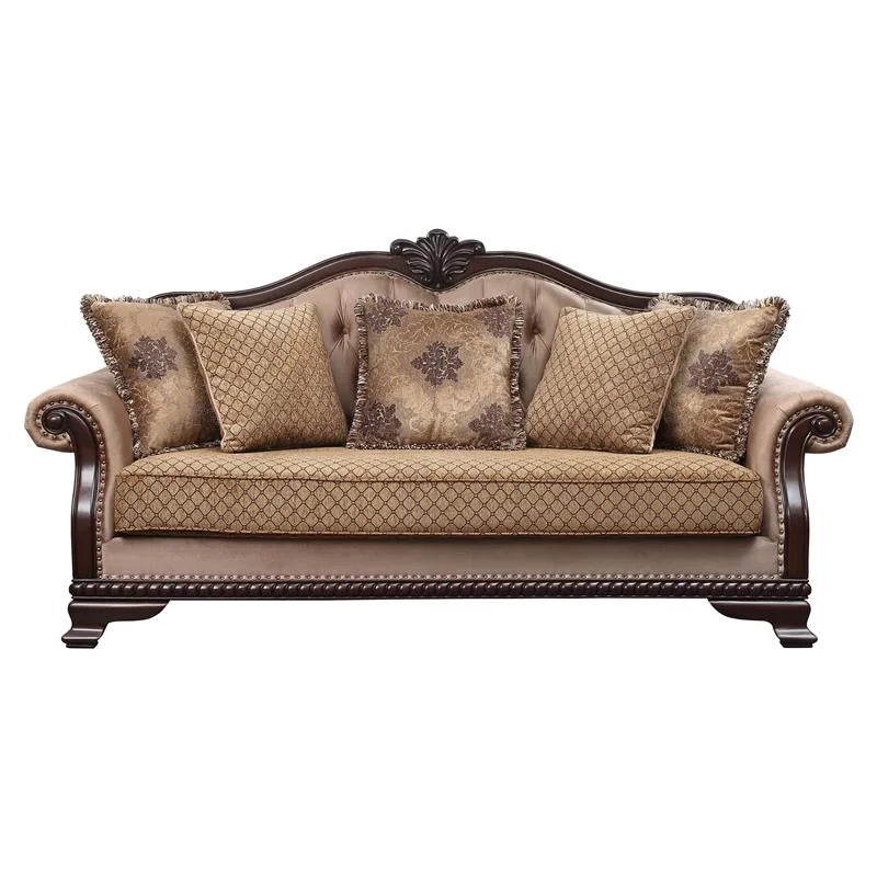 Brown Espresso Sofa with 5 Pillows H10580