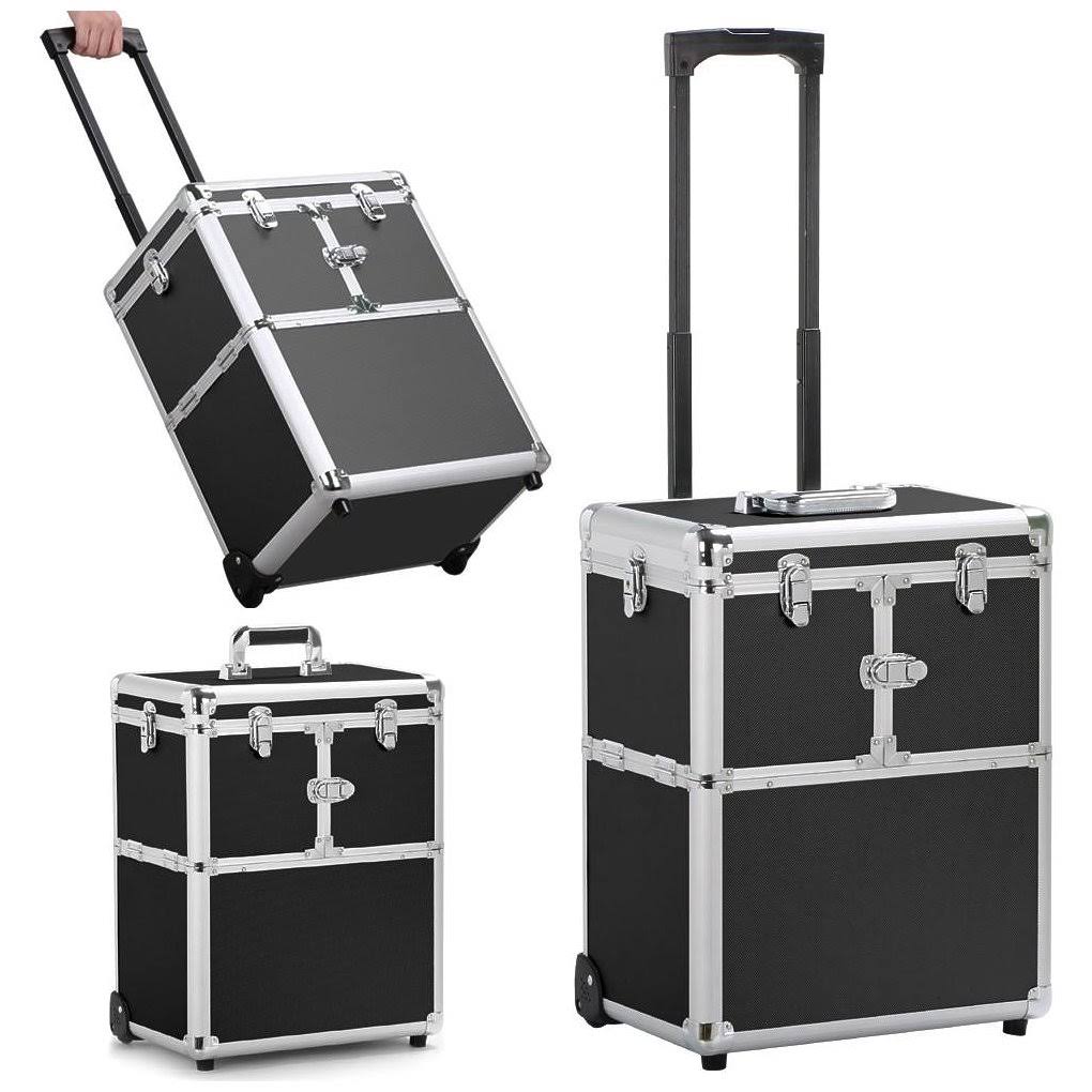 Black Aluminum Rolling Makeup Case T483