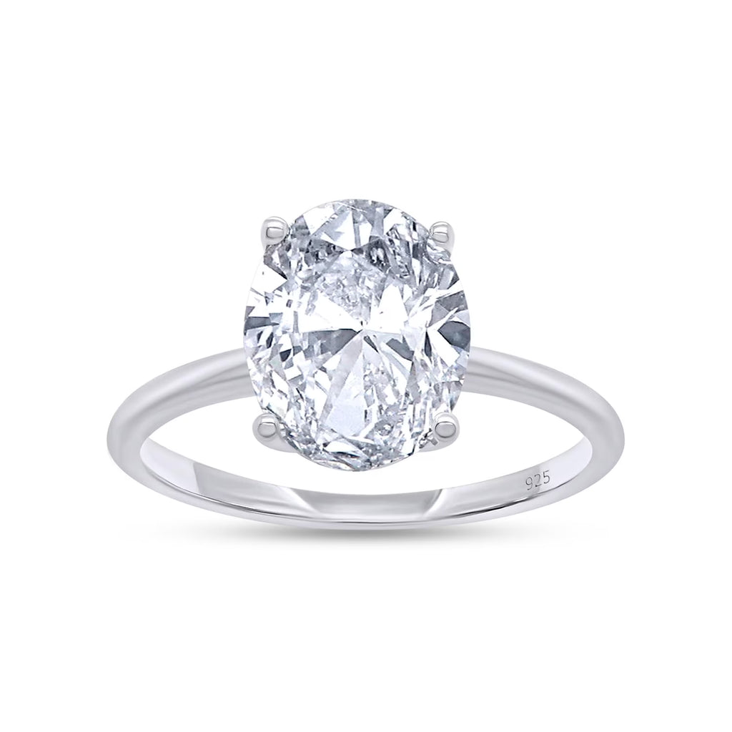 Oval Cut Solitaire Lab Created Moissanite Wedding Ring in 14K White Gold Over Sterling Silver N26206