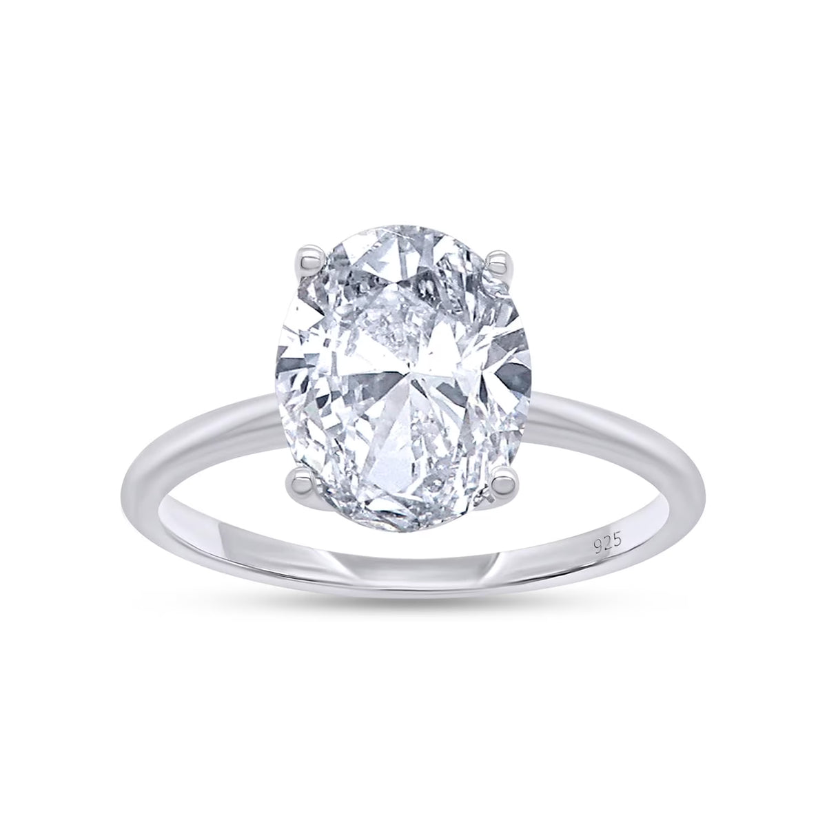 Oval Cut Solitaire Lab Created Moissanite Wedding Ring in 14K White Gold Over Sterling Silver N26206