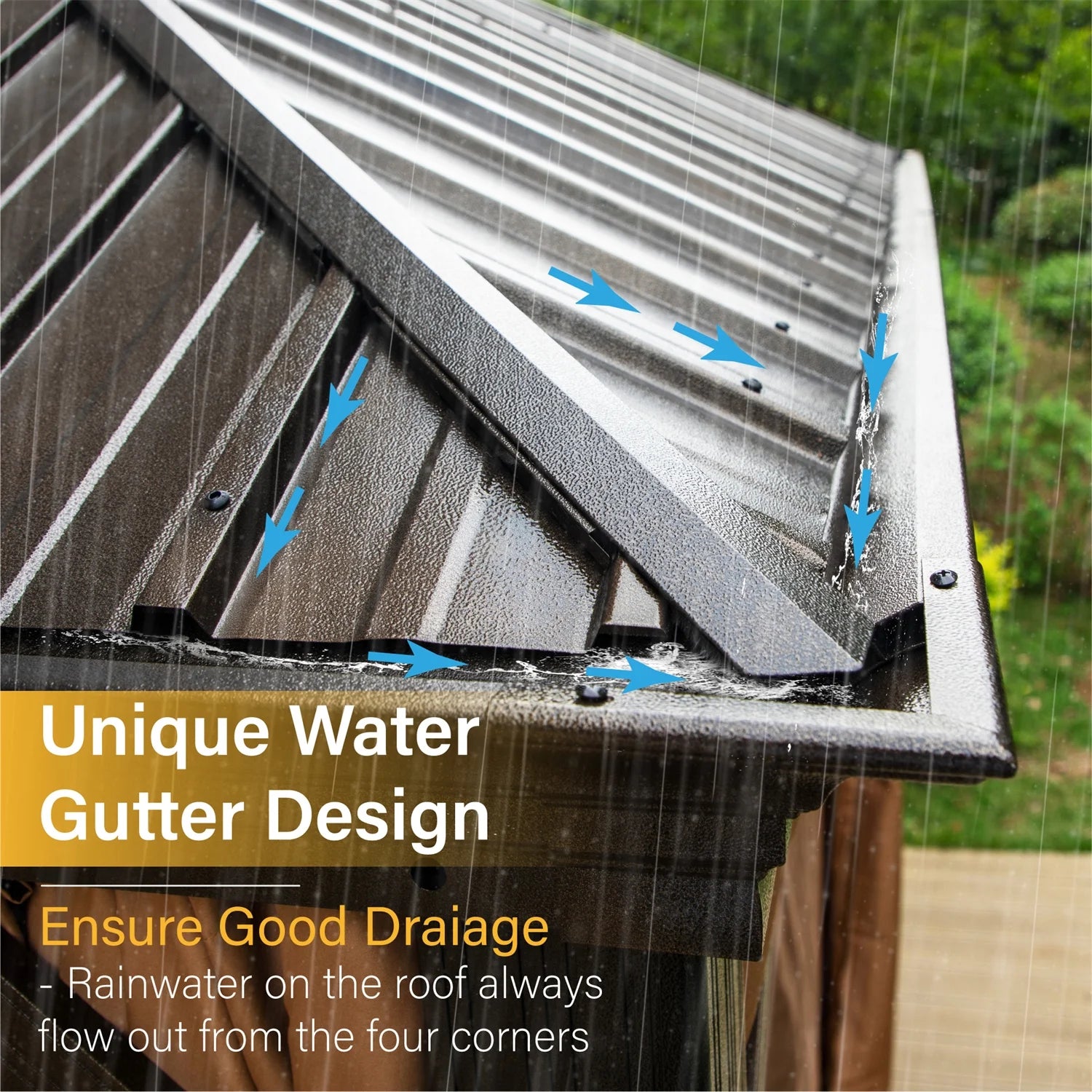 Brown Galvanized Steel Double Roof Patio Gazebo S254