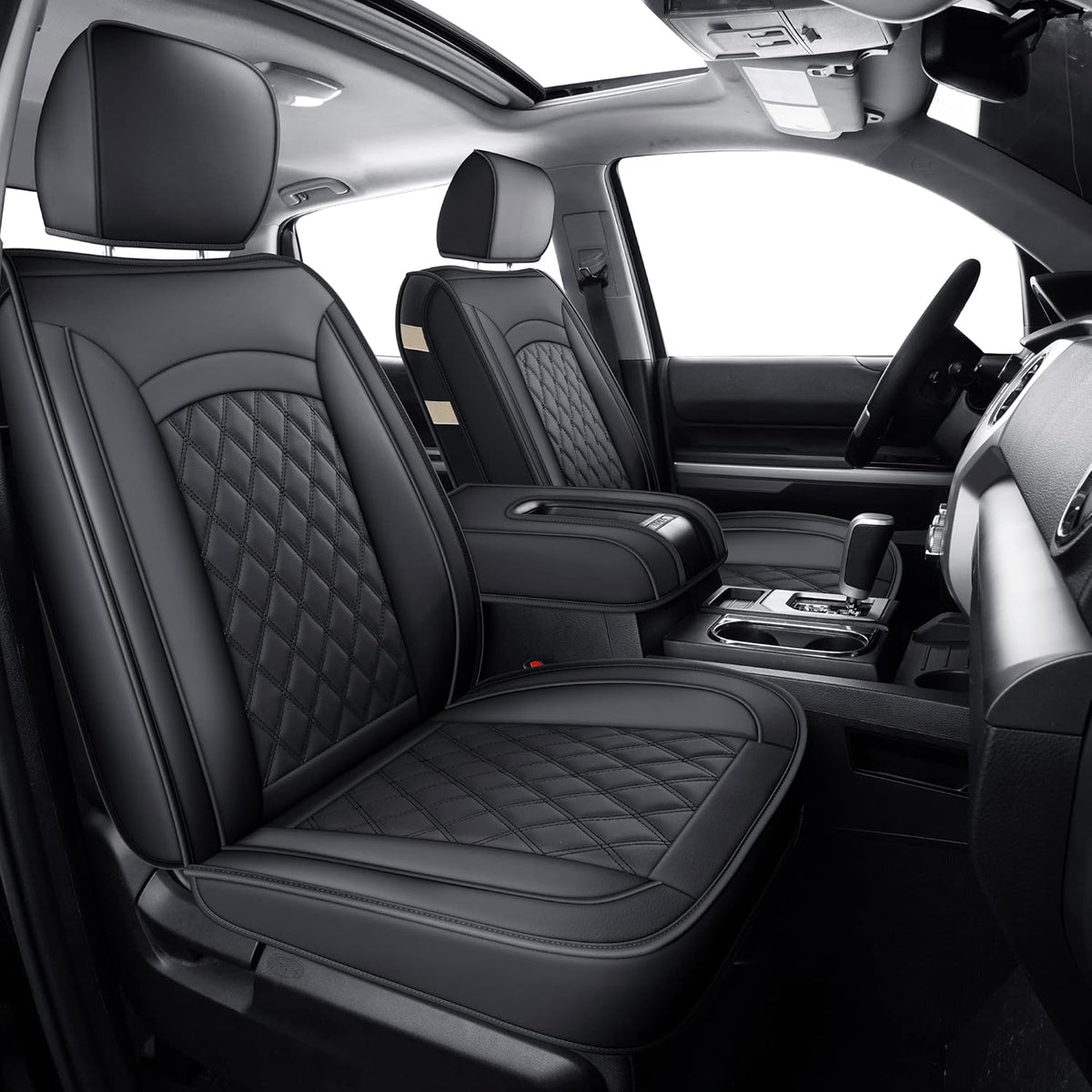 Rear Tundra Seat Covers with Faux Leather (Black Rear) H487613