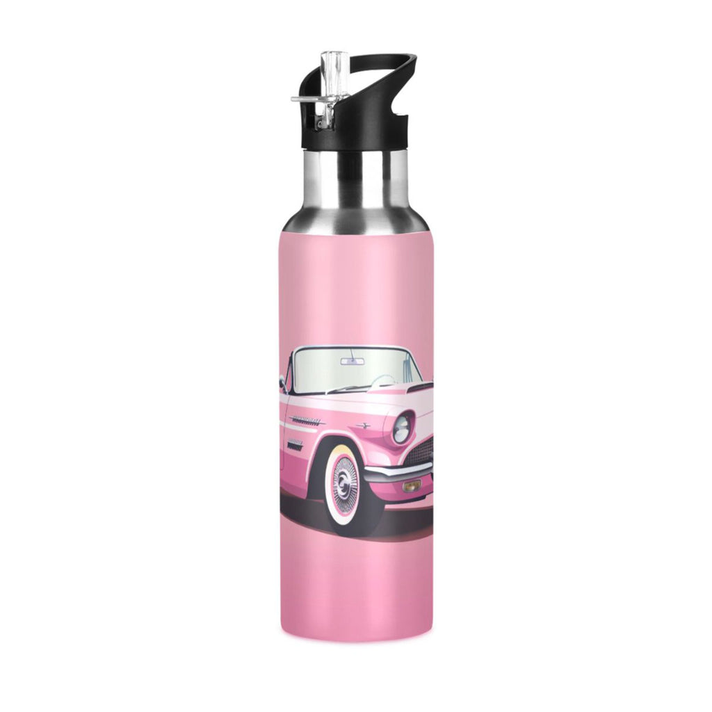 Pink Insulated Stainless Steel Water Bottle with Straw Lid 20 oz X740582