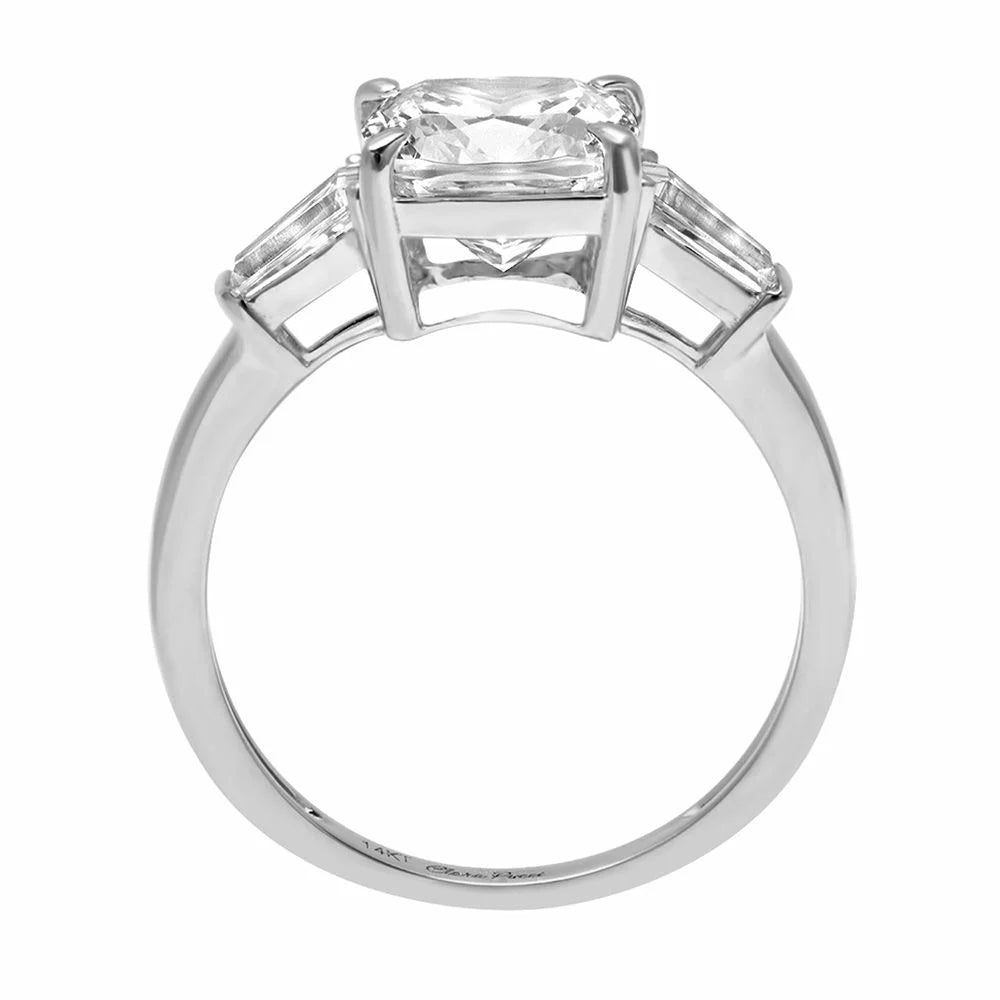 14K White Gold Three-Stone Diamond Engagement Ring size 9 X23839
