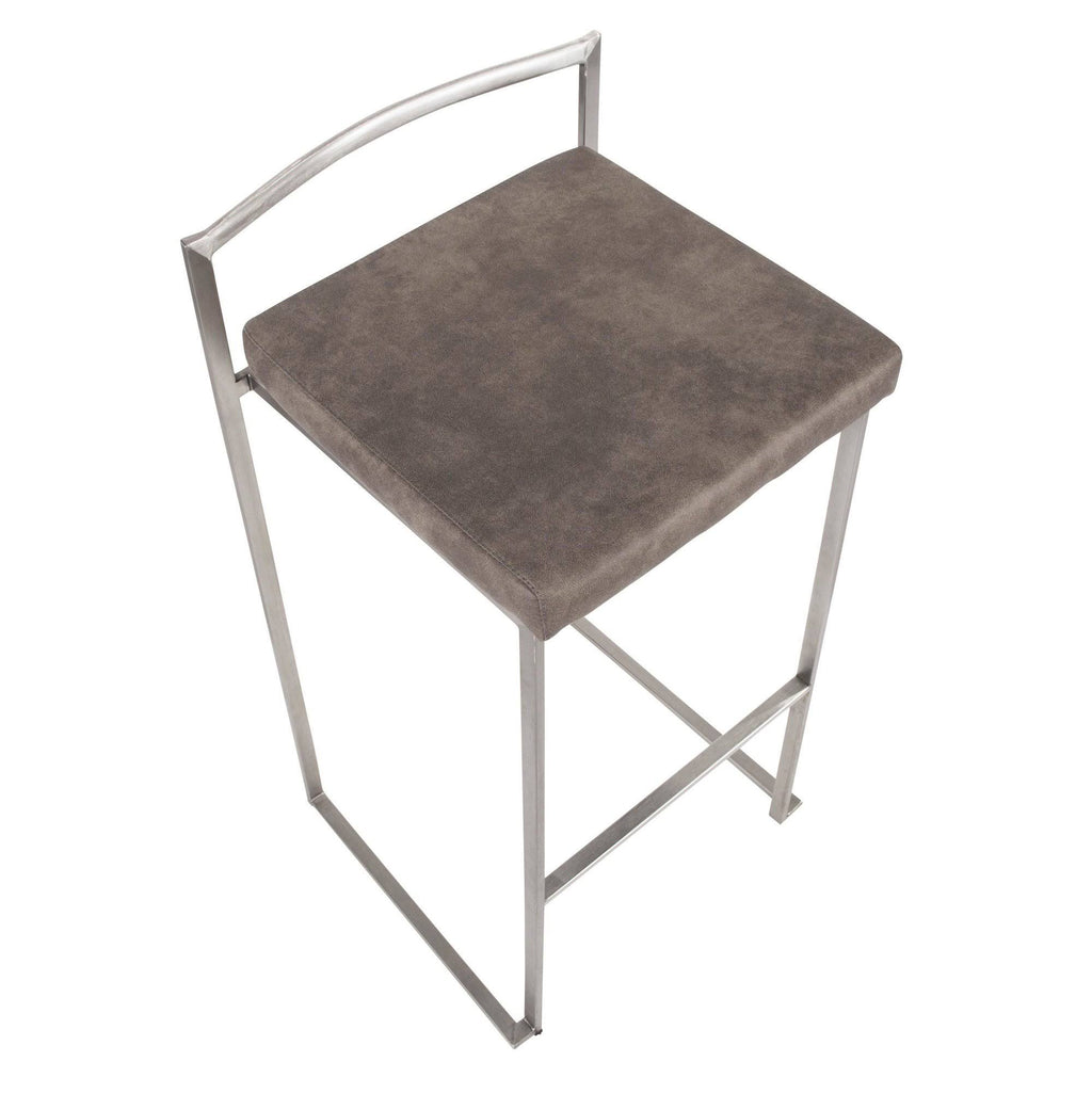 Gold Blue Velvet Stackable Counter Stool Set of 2 X92246