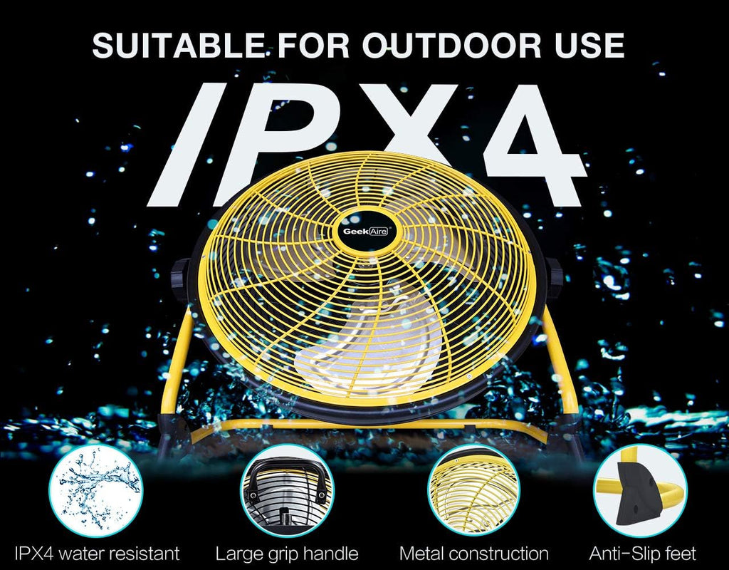 16'' Rechargeable High Velocity Portable Floor Fan with Metal Blade H346
