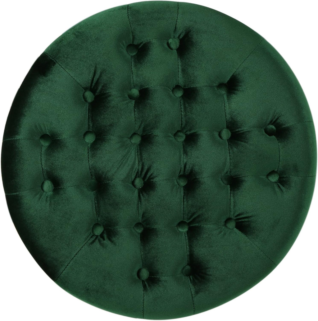 Emerald Velvet Tufted Ottoman B278