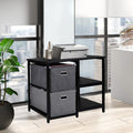 Black 2 Drawer Wooden Lateral File Cabinet with 2 Open Shelves J907417
