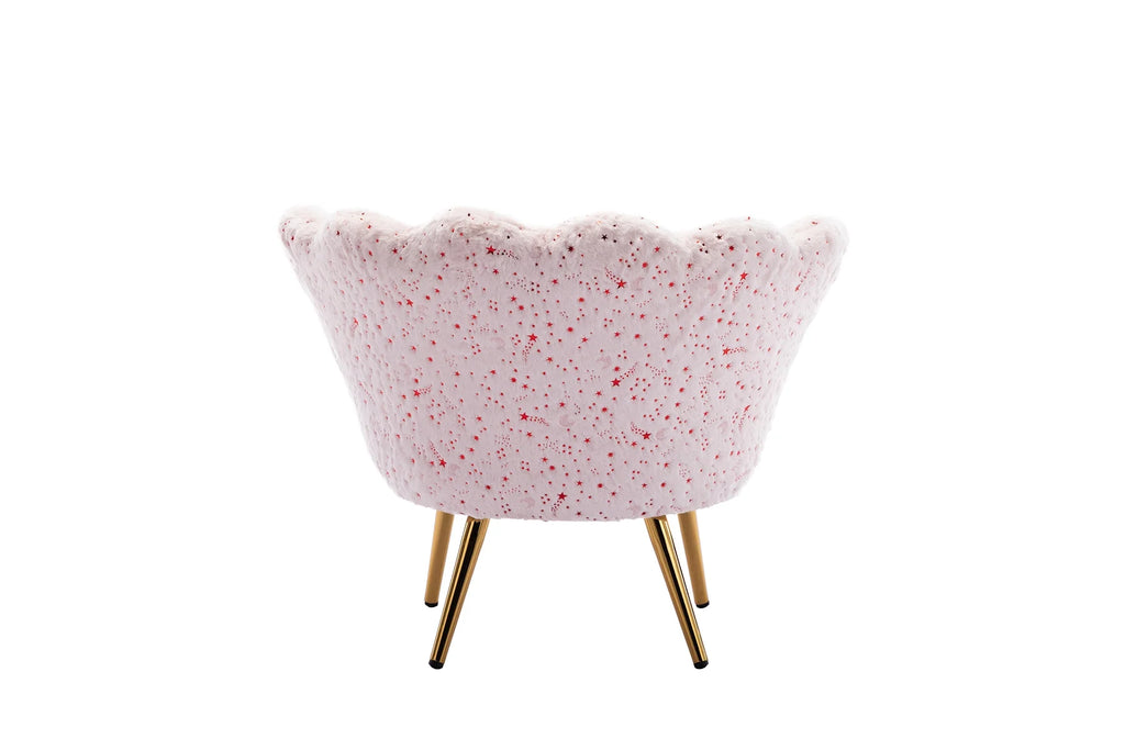 Pink Faux Fur Kids Sofa Chair with Gold Legs H11056