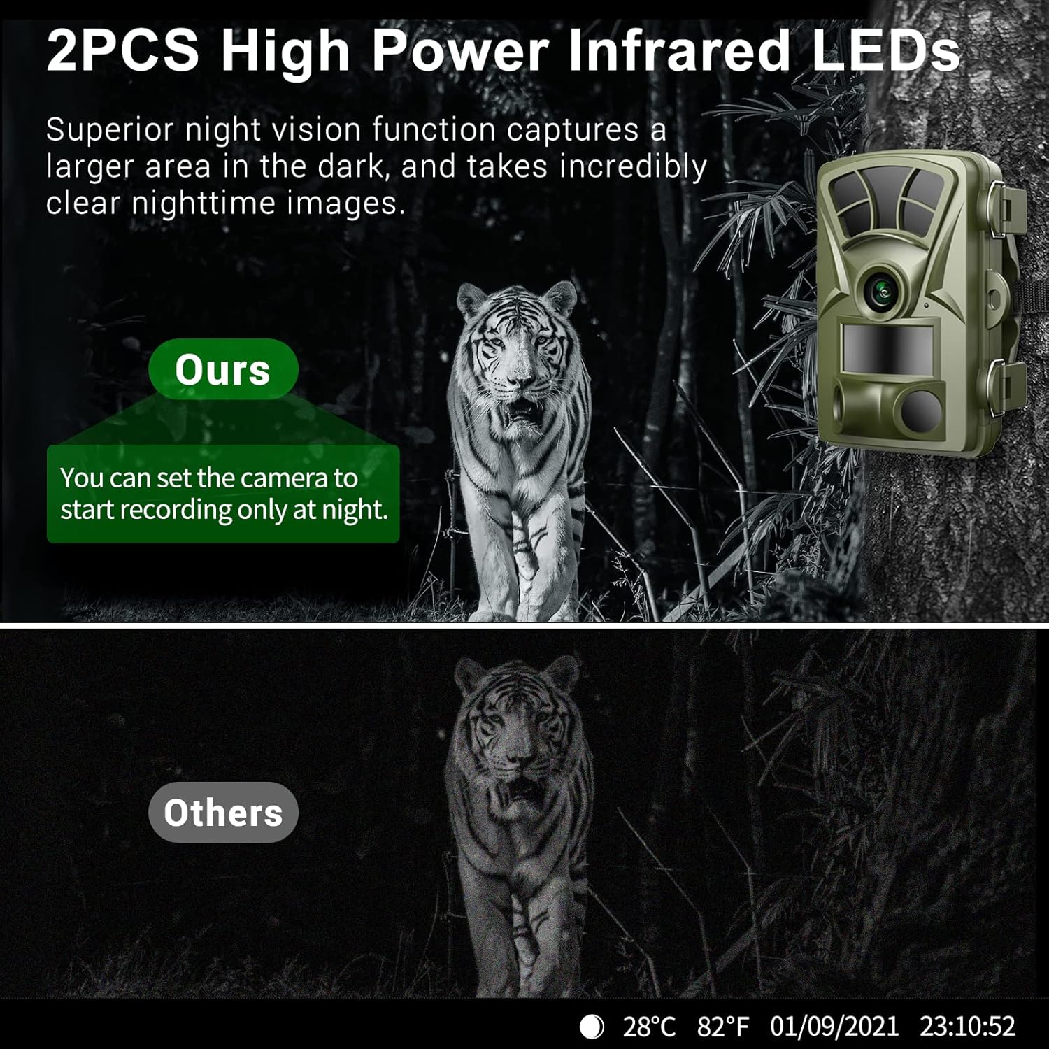Trail Camera 21MP 1080P 65ft Night Vision IP66 Waterproof P1783