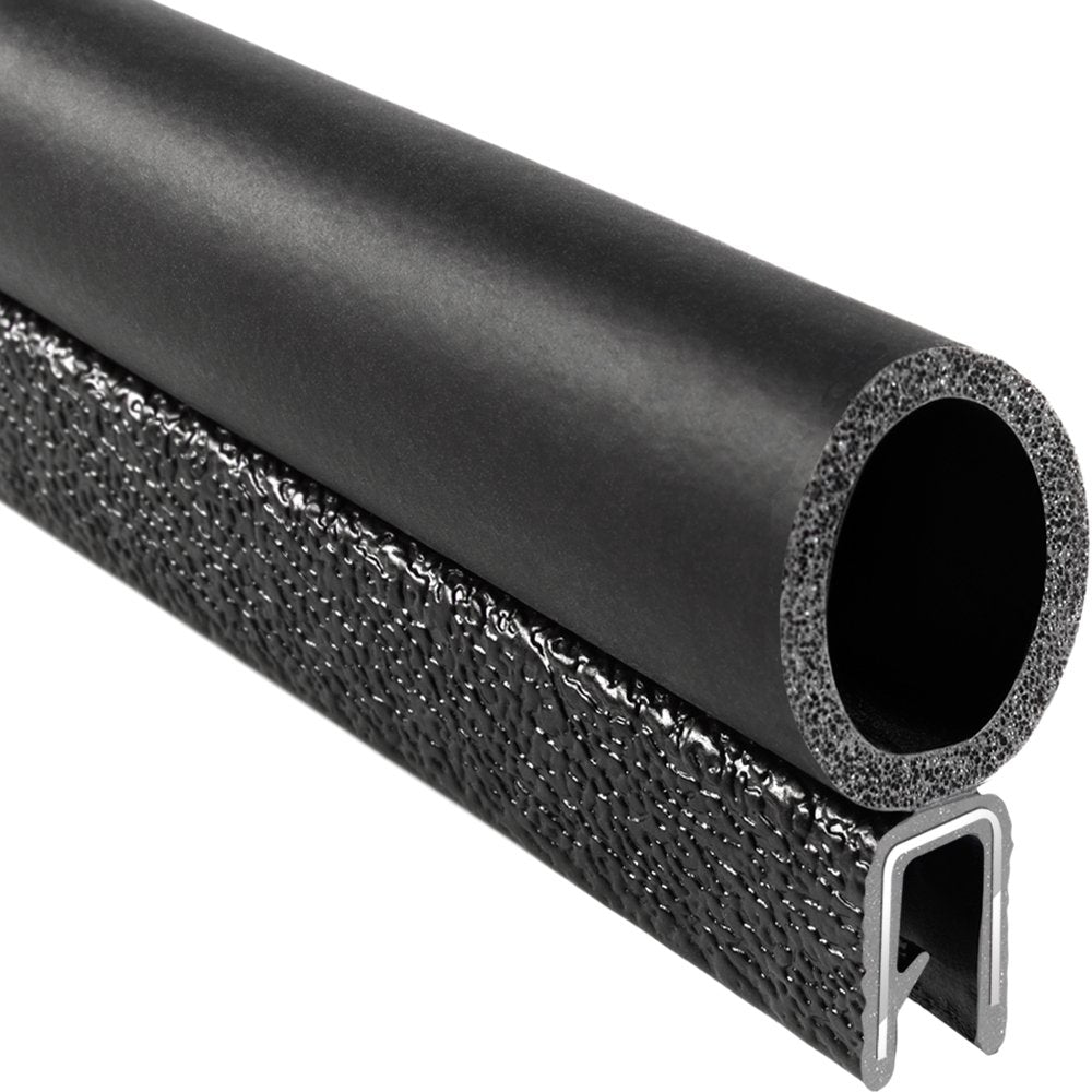 Trim Seal with Top Bulb, 3/16” Edge, 3/4” Bulb Seal Diameter, 25’ Length, PVC Plastic with EPDM Rubber Seal, Pack of 2 X507