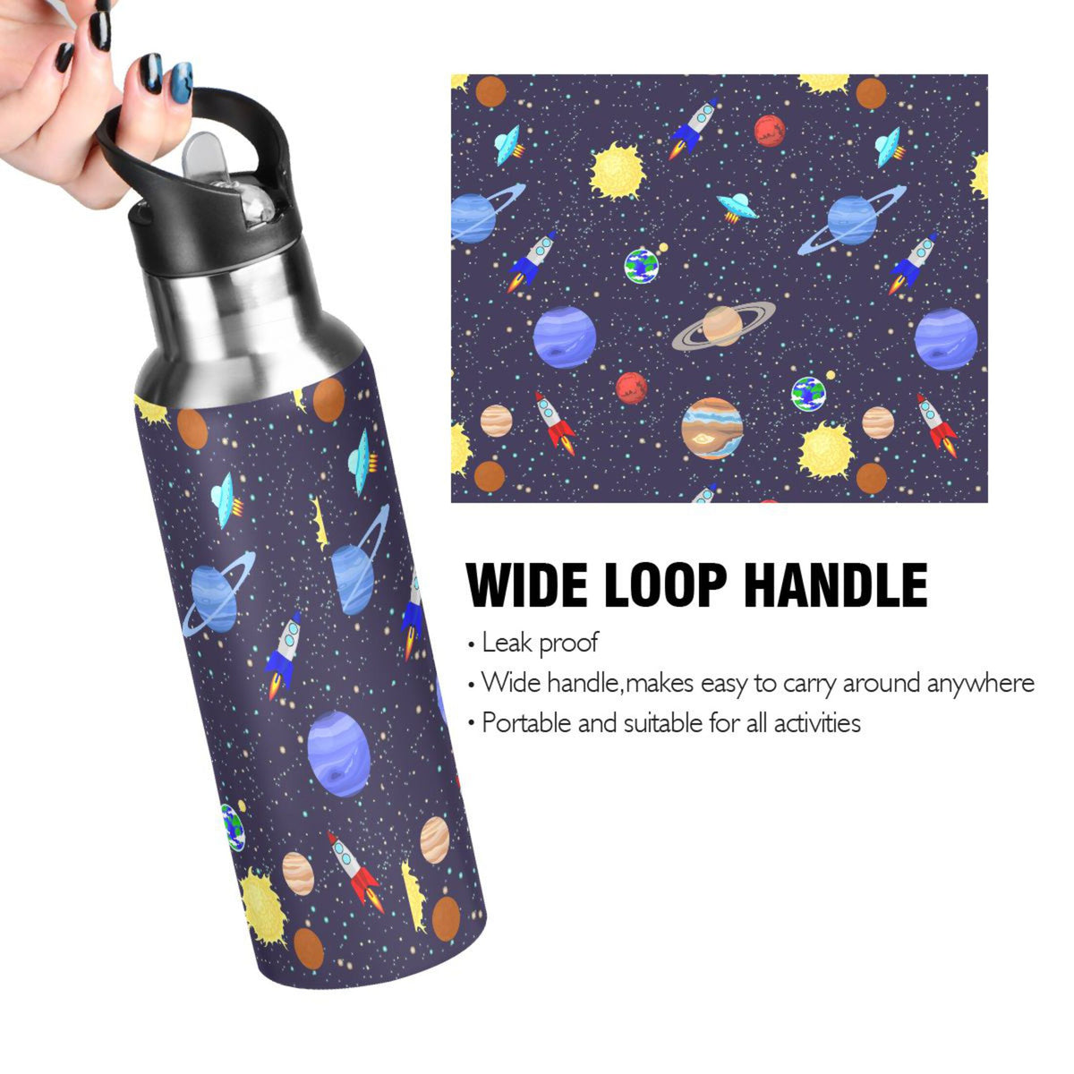 20 OZ Stainless Steel Water Bottle with Straw Lid O6120