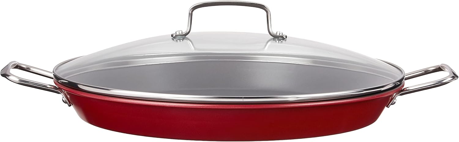 15" Red Non-Stick Paella Pan, Pack of 2 C18090