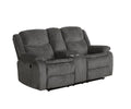 Charcoal Upholstered Motion Loveseat with Console Q87820