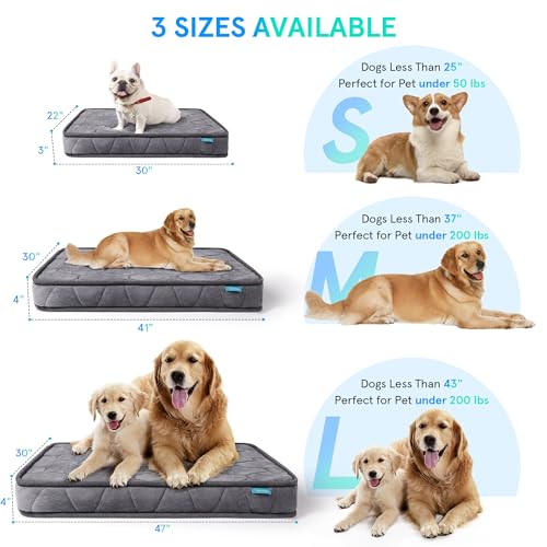Grey 3 Inch Thick Memory Foam Dog Bed O404