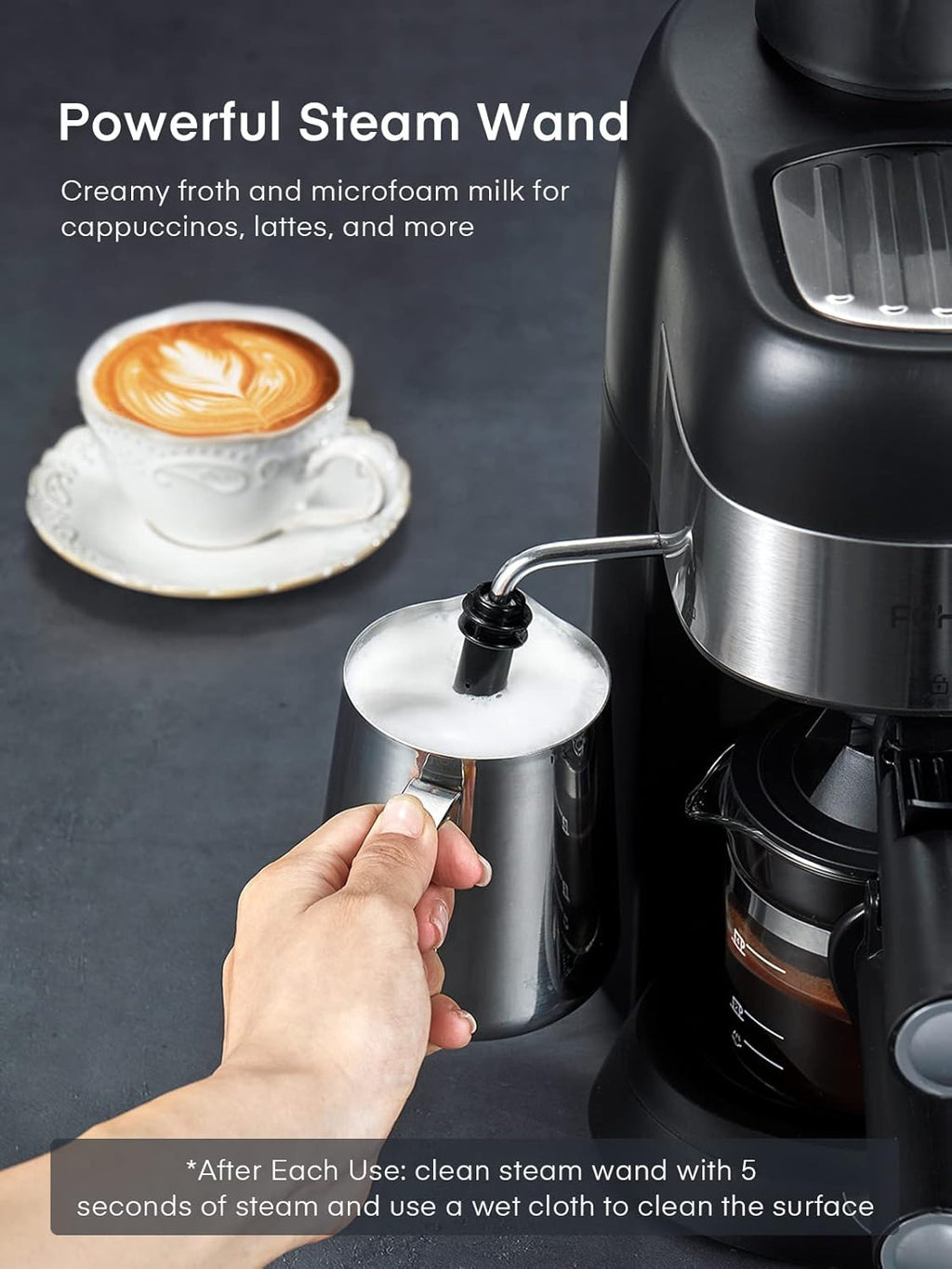 3.5 Bar 4 Cup Compact Espresso Machine with Milk Frother L979