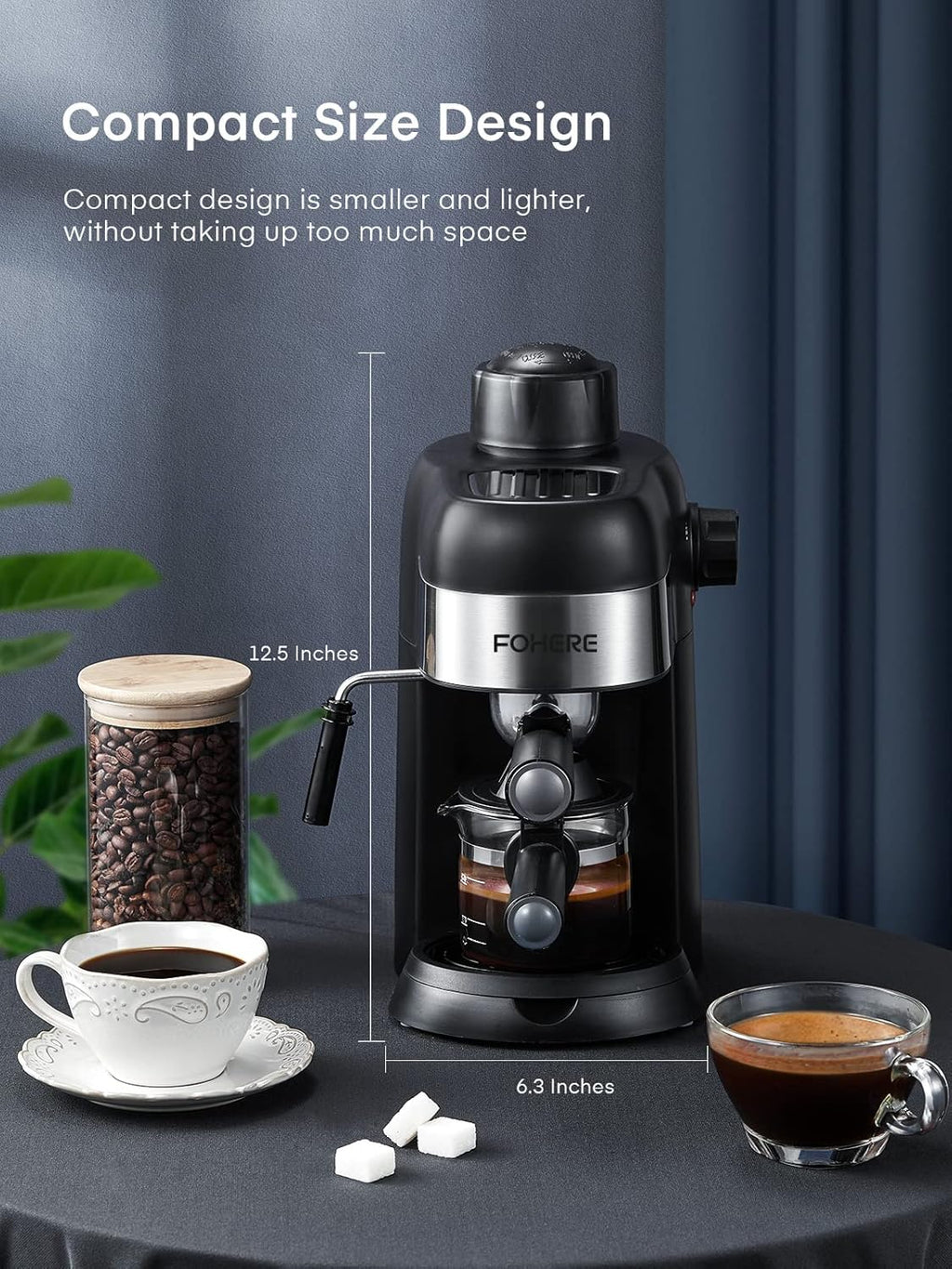 3.5 Bar 4 Cup Compact Espresso Machine with Milk Frother L979