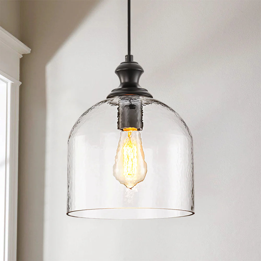 1-Light Dimmable Hammered Glass Pendant J94724