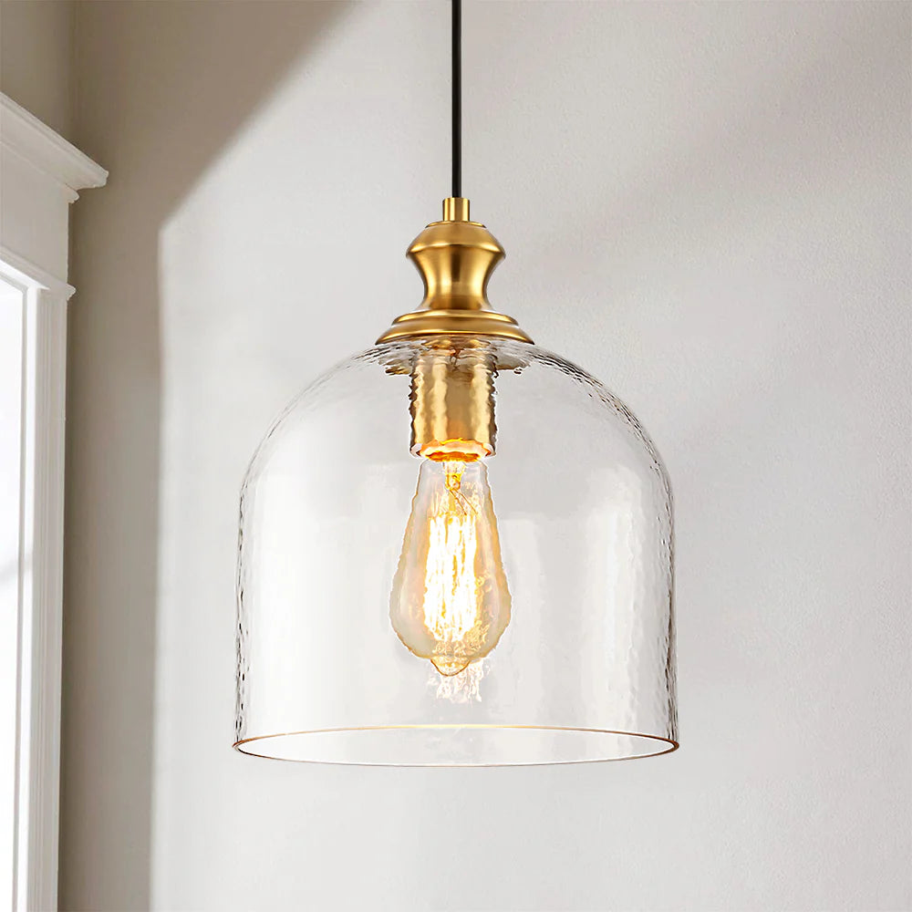 1-Light Dimmable Hammered Glass Pendant J94724