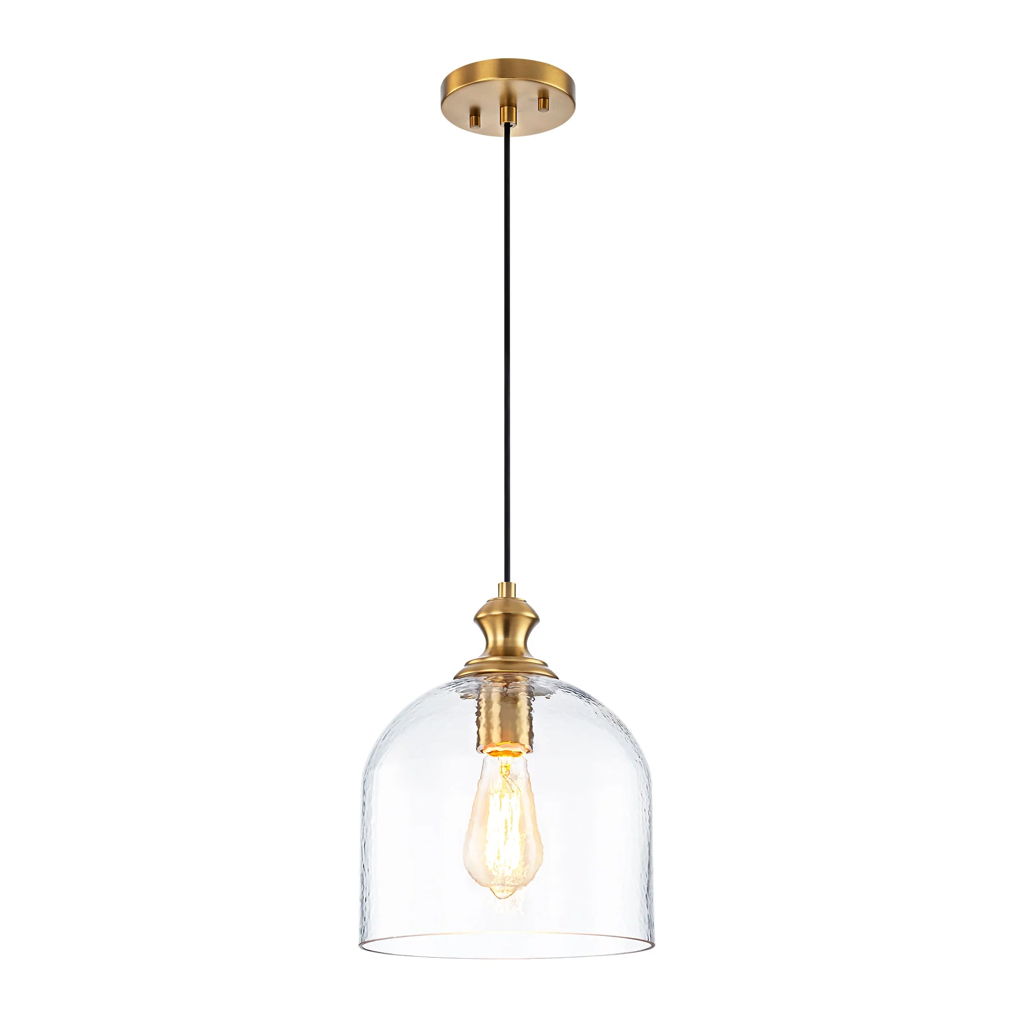 1-Light Dimmable Hammered Glass Pendant J94724