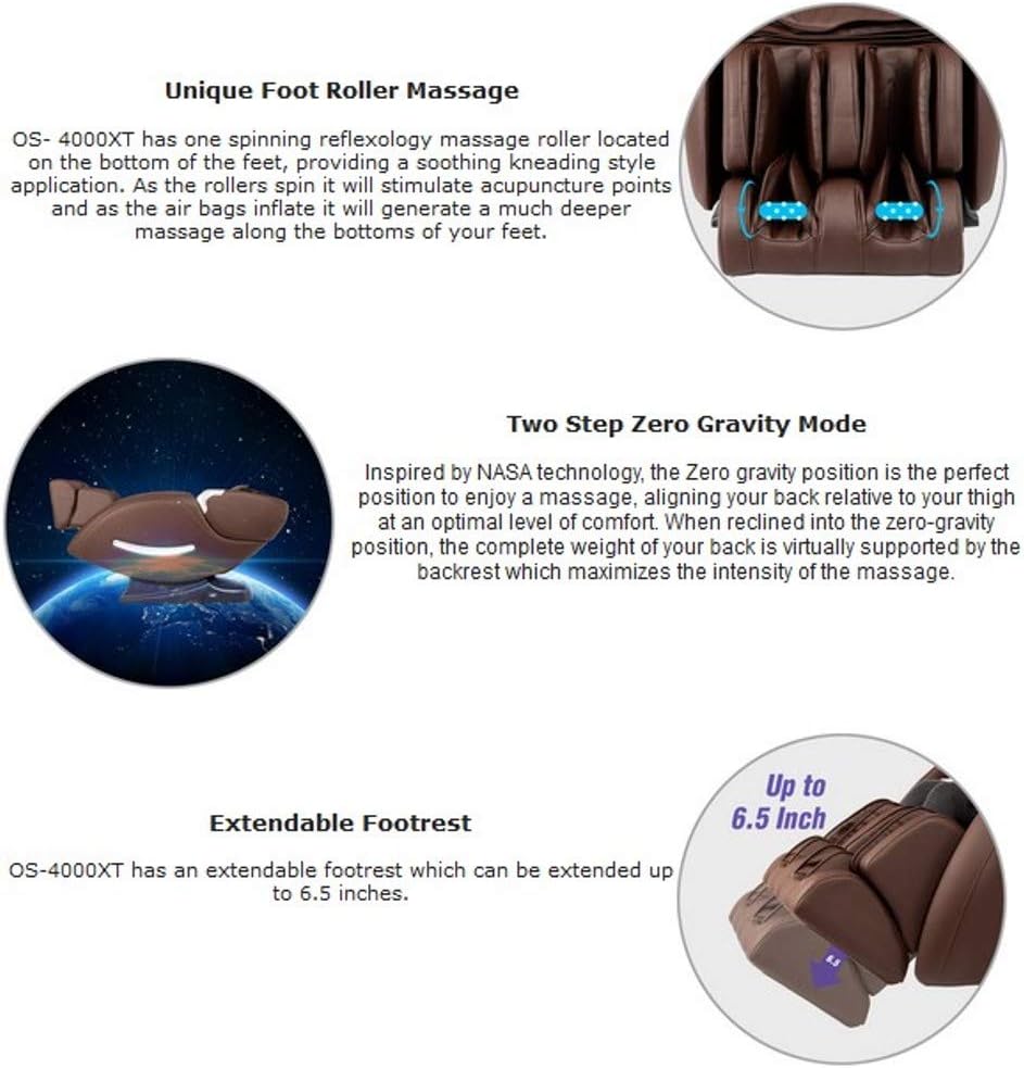 Brown Full Body L-Track Massage Chair with 2 Step Zero Gravity A1380