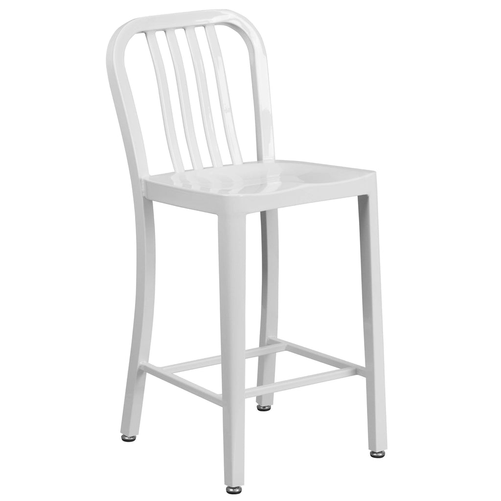 Red Metal Indoor-Outdoor Counter Height Stool W37295