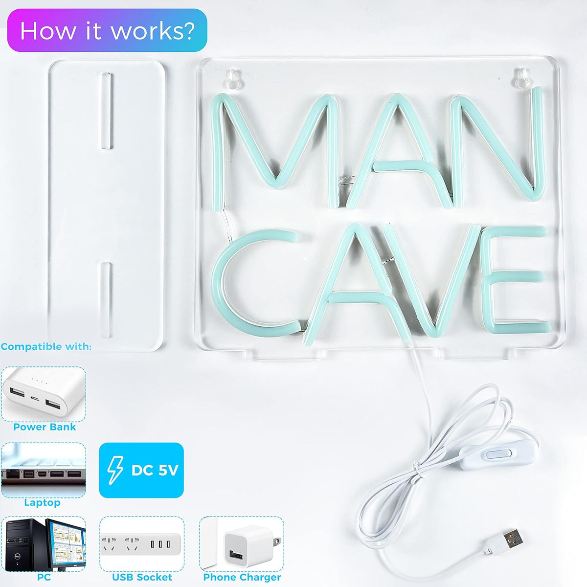 Pack of 2 Acrylic Neon Sign Light U262