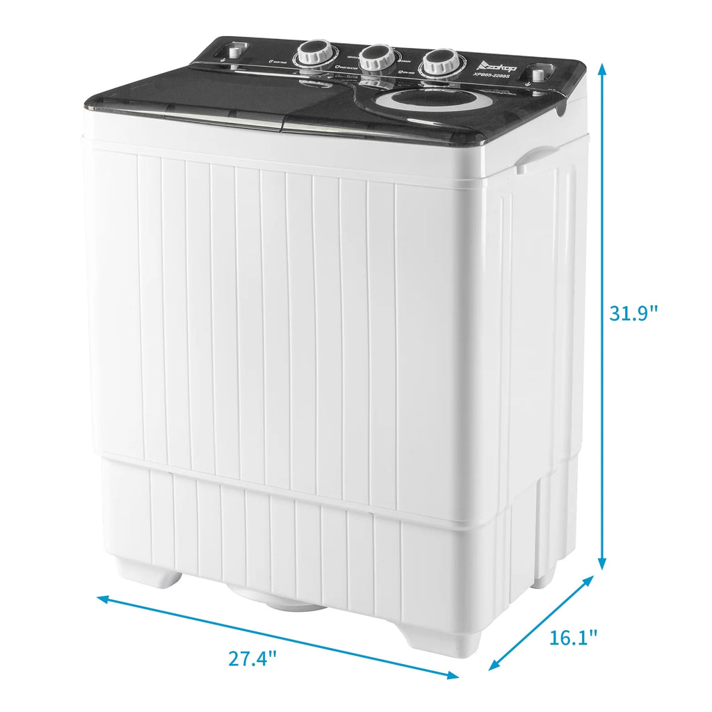Semi-automatic Twin Tub Washing Machine, 26Lbs, White&Black M964482
