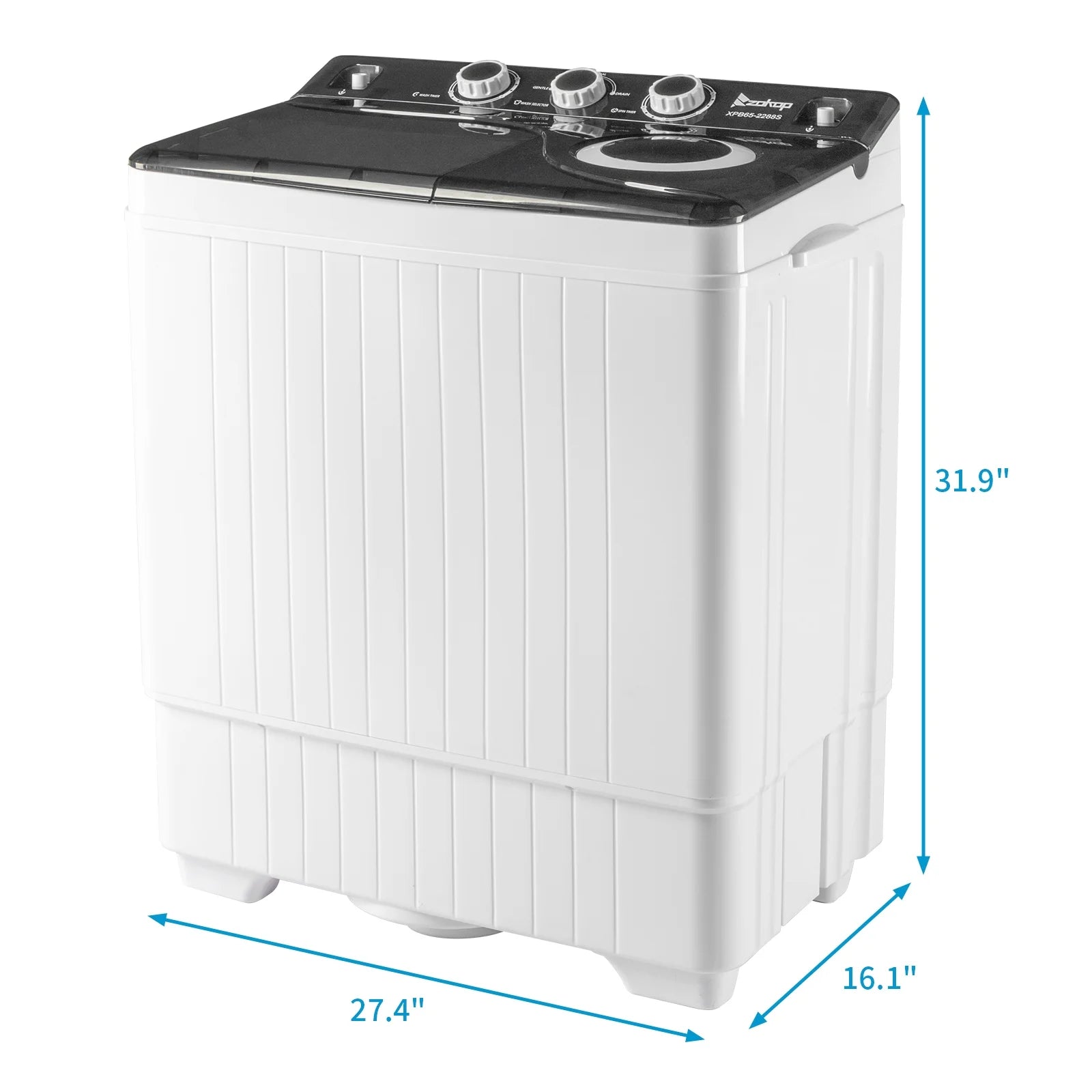 Semi-automatic Twin Tub Washing Machine, 26Lbs, White&Black M964482