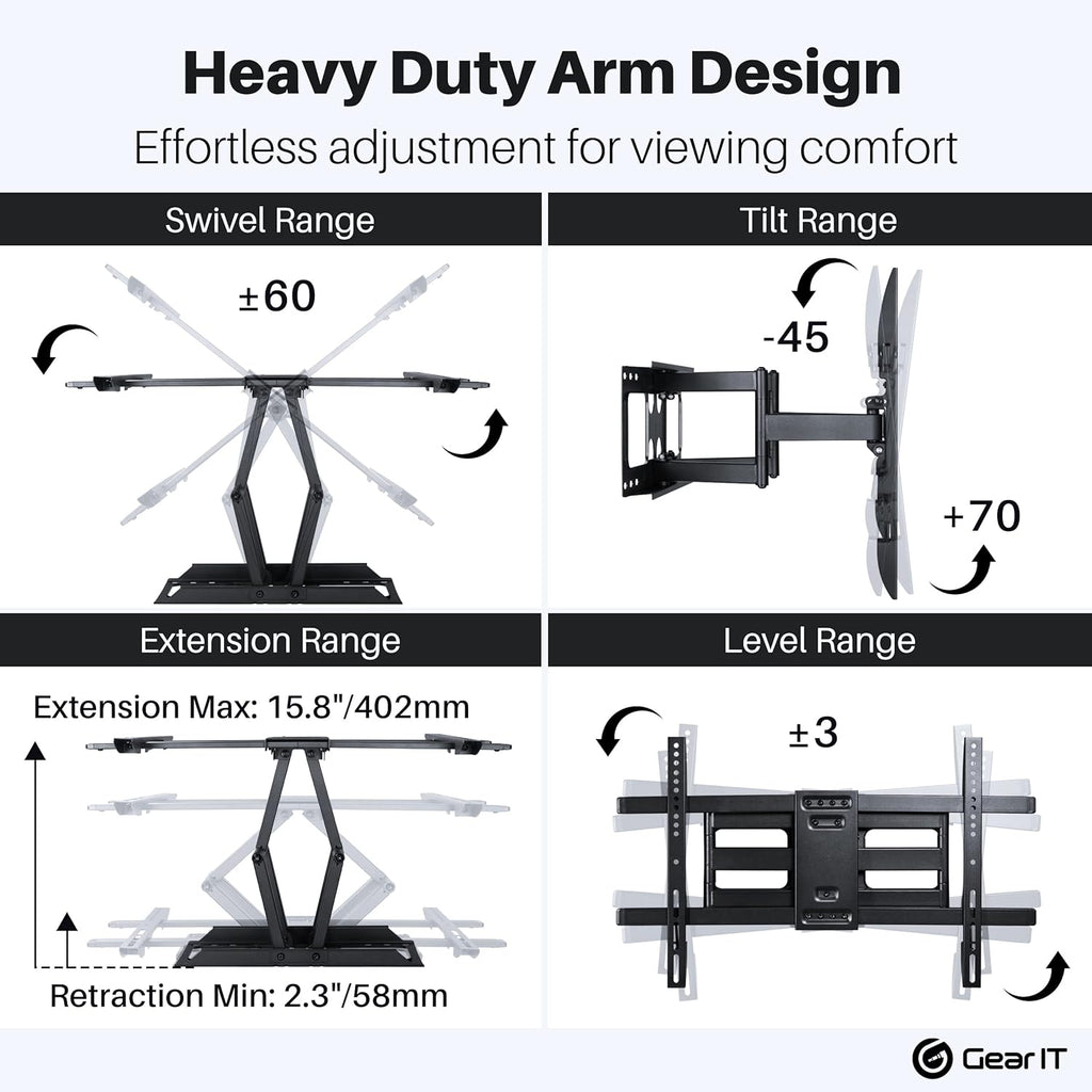 TV Wall Mount Full Motion Articulating Arm Vesa 200 300 400 600 Pack of 2 J67922